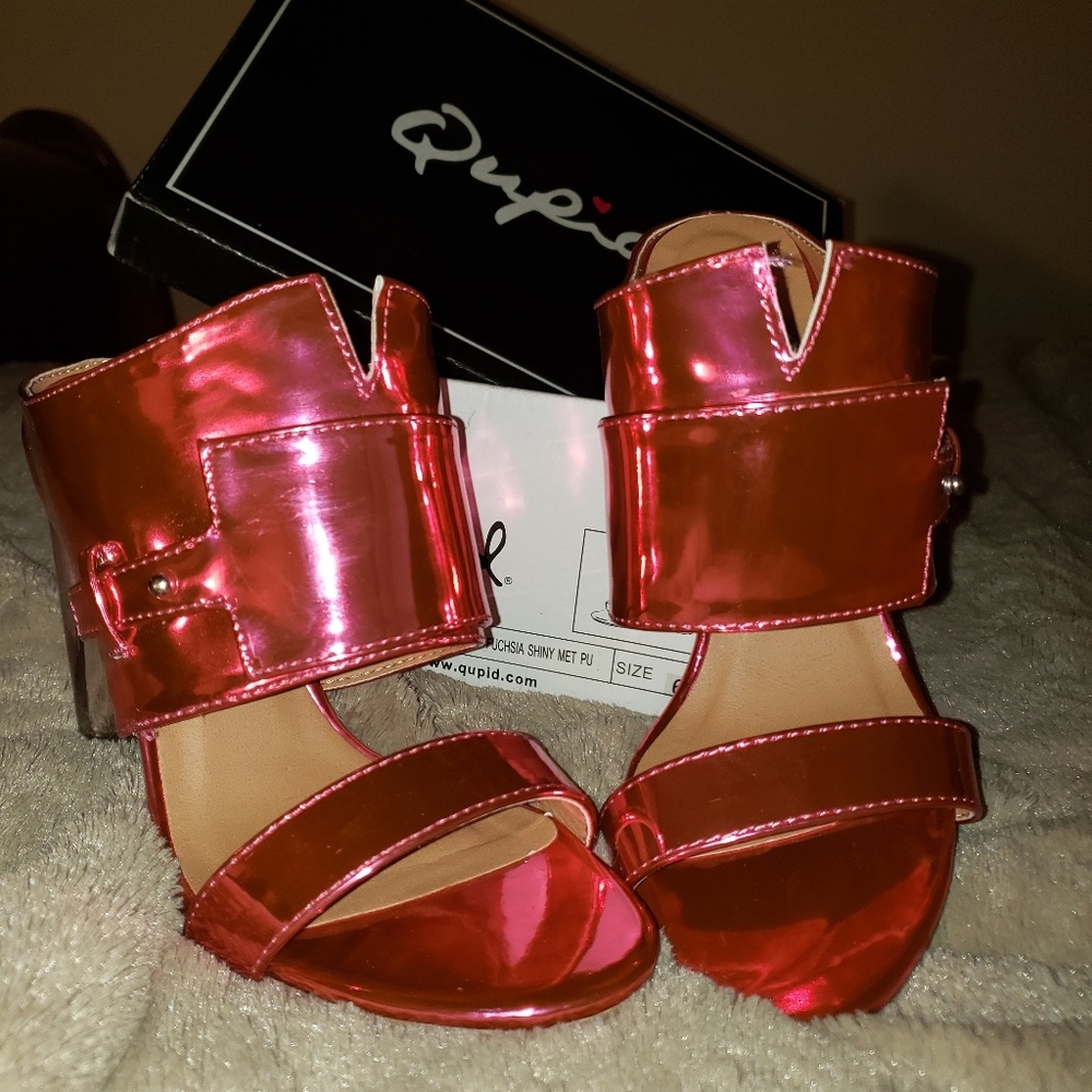 Womens Pink Shinny High Heel Sandle
